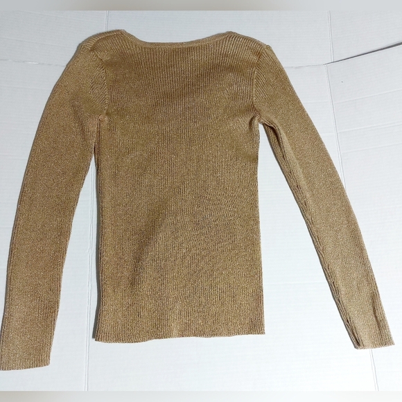 ⭐️3/$15 Lauren Ralph Lauren green label metallic gold holiday sweater shirt  Med - Picture 3 of 7